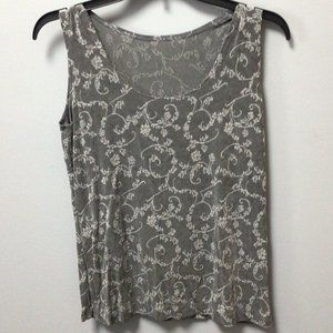 Weekenders - Gray with white floral design tank top